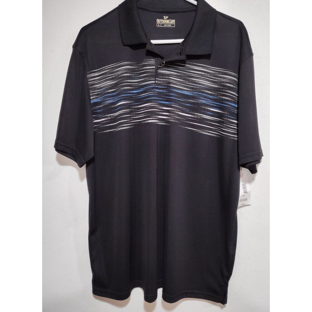 Outdoor Life Golf Polo Shirt Men's Size L Black Microfiber Dri-Fit Style
